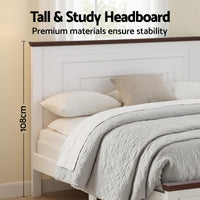 Artiss Queen Wooden Bed Frame with 2 Drawer Platform Bed with 108cm Solid High Headboard White Bed Base for Bedroom Easy Assembly