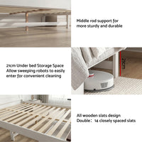 Artiss Queen Wooden Bed Frame with 2 Drawer Platform Bed with 108cm Solid High Headboard White Bed Base for Bedroom Easy Assembly