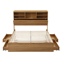 Artiss Double Bed Frame with Storage, 4 Drawers, USB and Night Light Natural