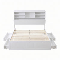 Artiss King Single Bed Frame with Storage, 4 Drawers, USB and Night Light White
