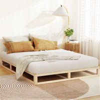 Bed Frame Queen Size Wooden Base Mattress Platform Timber Pine KALAM