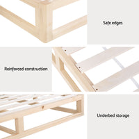 Bed Frame Queen Size Wooden Base Mattress Platform Timber Pine KALAM