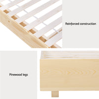 Bed Frame Double Size Floating Wooden Mattress Base Platform Timber ODIN