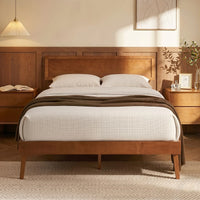 Artiss Bed Frame Queen Size Wooden Bed Base Walnut SPLAY