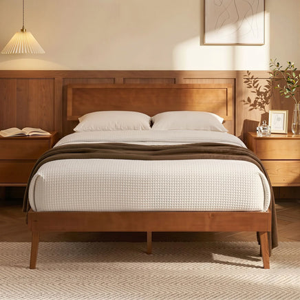 Artiss Bed Frame Queen Size Wooden Bed Base Walnut SPLAY