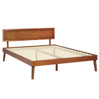 Bed Frame Queen Size Wooden Bed Base Walnut SPLAY