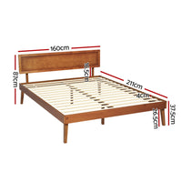 Bed Frame Queen Size Wooden Bed Base Walnut SPLAY