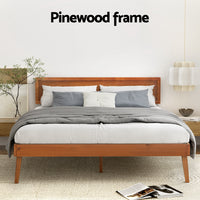 Bed Frame Queen Size Wooden Bed Base Walnut SPLAY