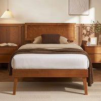 Artiss Bed Frame Single Size Wooden Bed Base Walnut SPLAY