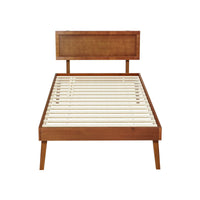 Artiss Bed Frame Single Size Wooden Bed Base Walnut SPLAY