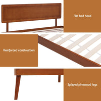 Artiss Bed Frame Single Size Wooden Bed Base Walnut SPLAY
