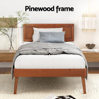 Bed Frame Single Size Wooden Bed Base Walnut SPLAY