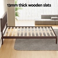 Bed Frame Double Size Wooden Base Mattress Platform Timber Walnut VISE