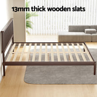 Bed Frame King Size Wooden Base Mattress Platform Timber Walnut VISE