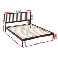 Bed Frame Queen Size Wooden Base Mattress Platform Timber Walnut VISE