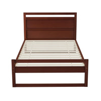 Artiss Bed Frame King Single Size Wooden Walnut WITTON