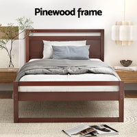 Bed Frame King Single Size Wooden Walnut WITTON