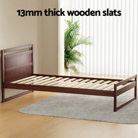 Bed Frame King Single Size Wooden Walnut WITTON