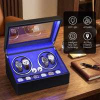 Embellir Watch Winder Automatic Double Watch Winder Box LED Black