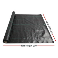 Instahut 2x50m Weed Mat 110GSM Weed Control Mat Plant