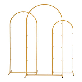 Wedding Arch Backdrop Stand Set of 3 Gold Metal Wedding Arched Frame, Easy to Assemble, Stable Balloon Arch Standfor Wedding, Baby Shower, Party Decoration