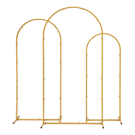 Wedding Arch Backdrop Stand Set of 3 Gold Metal Wedding Arched Frame, Easy to Assemble, Stable Balloon Arch Standfor Wedding, Baby Shower, Party Decoration