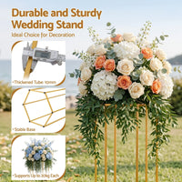 3Pcs Wedding Backdrop Pedestal Stand Gold Metal Hexagon Wedding Frame Plinth Pillars Table