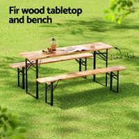 3 PCS Outdoor Furniture Dining Set Lounge Setting Patio Wooden Bench