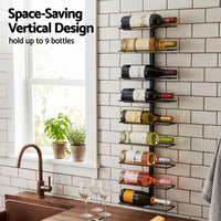 Artiss Wall Mounted Rack 9 Bottles Display Storage Organizer Metal Black