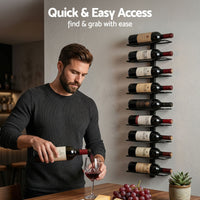 Artiss Wall Mounted Rack 9 Bottles Display Storage Organizer Metal Black