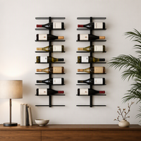 Artiss Wall Mounted Wine Rack Holder Black Metal - Set of 2 (18-Bottle Capacity)
