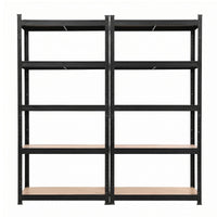Giantz 2-Rack Garage Shelving 1.6X0.8m MDF Warehouse Shelves Storage Rack Black
