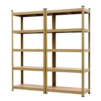 Giantz 2-Rack Garage Shelving 1.6X0.8m MDF Warehouse Shelves Storage Rack Yellow