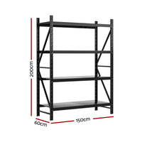 2Mx1.5M Giantz Garage Shelving Warehouse Rack Black