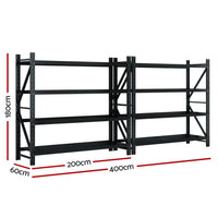 4Mx1.8M Garage Shelving Warehouse Rack Black