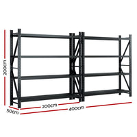 4Mx2M Garage Shelving Warehouse Rack Black