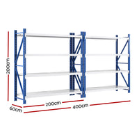 4Mx2M Garage Shelving Warehouse Rack Blue