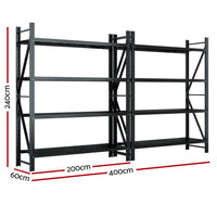 4Mx2.4M Garage Shelving Warehouse Rack Black