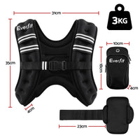 Everfit 3kg Weighted Vest Men Women, Reflective Running Vest with Armband Pouch