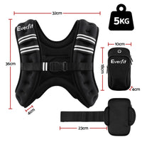 Everfit 5kg Weighted Vest Men Women, Reflective Running Vest with Armband Pouch