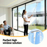 Giantz Window Cleaner Mirror Car, Spray Scrub Squeegee 136cm Extendable Long Handle with Water Tank 3 Microfiber Pads, Glass Scrubber for High Windows Home Car Mirror, White