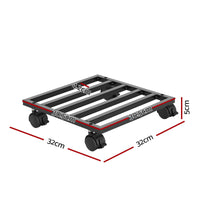 Green Fingers Plant Pot Trolleys 3pcs 32cm Galvanized Steel Lockable Wheels Roll Planter Black