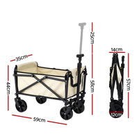 Gardeon Garden Cart Folding Trolley Camping Wagon Barrow Outdoor Beach Beige