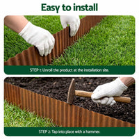 Green Fingers Garden Edging 10ft Metal Flexible Garden Border Corrugated Steel Lawn Edging Rust