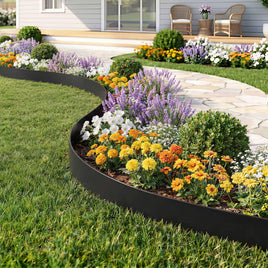 Green Fingers Garden Edging 33ft 30pcs Flexible Garden Border Plastic Lawn Edging Black