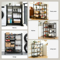 Artiss 4-Tier Kitchen Rack Microwave Bakers Storage Shelf with 3 Baskets Wheels