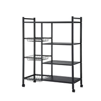 Artiss 4-Tier Kitchen Rack Microwave Bakers Storage Shelf with 3 Baskets Wheels