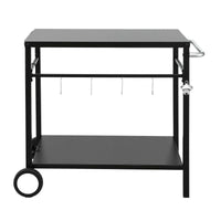 Weisshorn BBQ Camp Party Table, Garden Backyard Outdoor Cart Stainless Steel Prep Table Mobile Kitchen Trolley Heavy Duty with Wheels Tank Holder Hooks, Black
