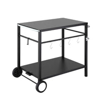 Weisshorn BBQ Camp Party Table, Garden Backyard Outdoor Cart Stainless Steel Prep Table Mobile Kitchen Trolley Heavy Duty with Wheels Tank Holder Hooks, Black