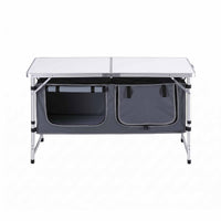 Weisshorn Camping Table Adjustable Storage Cabinet Aluminum MDF 120cm Grey